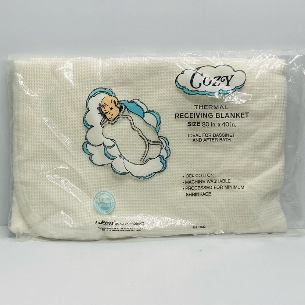 Vintage JE Morgan Cozy Thermal Baby Bassinet Bath Receiving Blanket 30”X 40”
